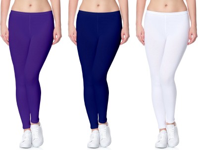 Lili Ankle Length Western Wear Legging(Purple, White, Blue, Solid)