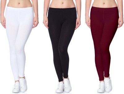 Lili Ankle Length Western Wear Legging(White, Maroon, Black, Solid)