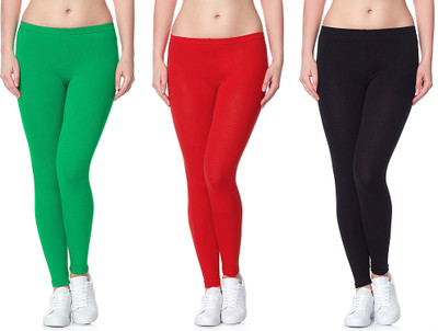 Lili Ankle Length Western Wear Legging(Red, Black, Light Green, Solid)