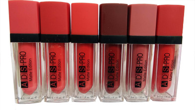 

ADS Pro Matte Edition Mini Lipgloss 6 Shades, Sweet Bud, Fuchsia Pink, Dark Orange, Dark Red, Starry Pink, Fuchsia Pink(3 ml, Multicolor)