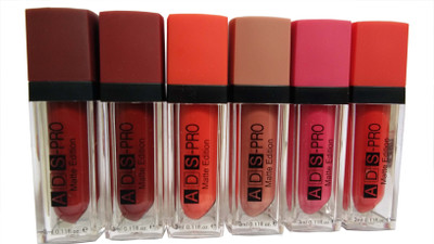 

ADS Pro Matte Edition Mini Lipgloss 6 Shades, Dark Red, Chrome Red, Orange, Skin Kiss, Rose, Dark Orange(3 ml, Multicolor)