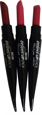 ADS Velvet Lipstick Pack of 3Shade-C(Multicolor, 8 g)