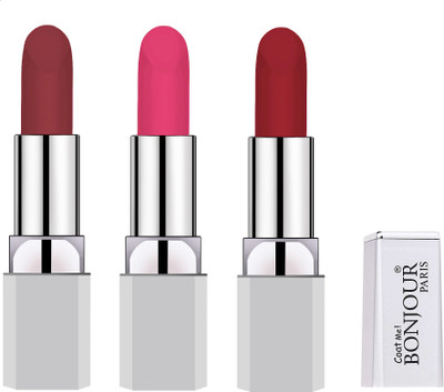 

Bonjour Paris premium super matte lipsticks(mauve, pink, purple, 12 g)