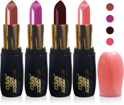 

Color Code new fashion lady matte lipstick cosmetics makeup combo set of 4(l carrat hot chcolate purple l brown)