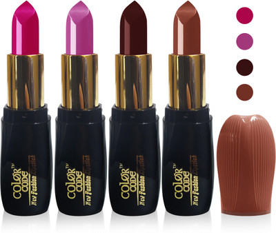 

Color Code new fashion lady matte lipstick cosmetics makeup combo set of 4(magenta purple hot chocolate brown)