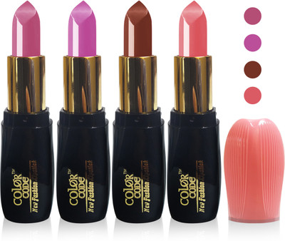 

Color Code new fashion lady matte lipstick cosmetics makeup combo set of 4(l purple brown l carrat pink)