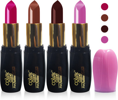 

Color Code new fashion lady matte lipstick cosmetics makeup combo set of 4(brown l purple hot chcoclate magenta)