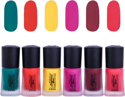 

SMC FASHION BAR Dull Velvet Matte Nail Polish Nail Polish Combo Matte Dark Green, Matte Orange, Matte Neon Yellow, Matte Hot Pink, Matte Sangria Red, Matte Lava Pink(Pack of 6)