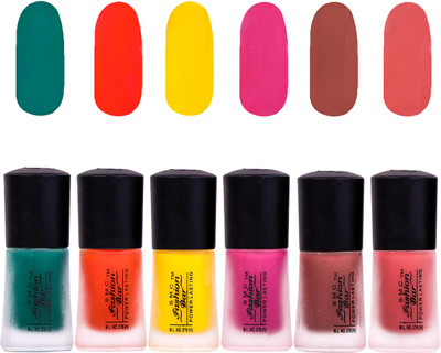 

SMC FASHION BAR nail polish Matte Dark Green, Matte Orange, Matte Neon Yellow, Matte Hot Pink, Matte Rosewood Red, Matte Rose Pink(Pack of 6)