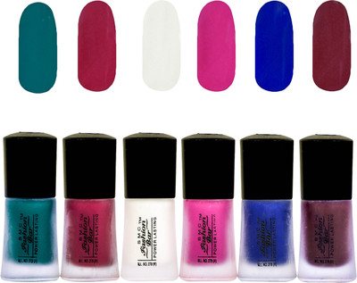 

SMC FASHION BAR Dull Velvet Matte Nail Polish Nail Polish Combo Matte Dark Green, Matte Garnet Red, Matte Pearl Cream, Matte Hot Pink, Matte Royal Blue, Matte Chocolate Brown(Pack of 6)