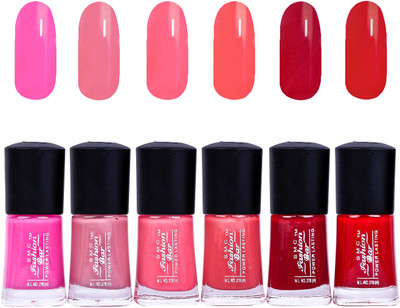 

SMC FASHION BAR Gel Based Nail Polish Combo Rose Pink, Light Rosewood, Strawberry Pink, Peach, Garnet Red, Blood Red(Pack of 6)