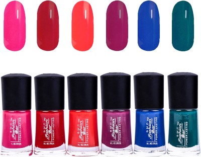 

SMC FASHION BAR Gel Based Nail Polish Combo Carmine Red, Garnet Red, Crimson Red, Dark Mauve, Royal Blue, Dark Green(Pack of 6)