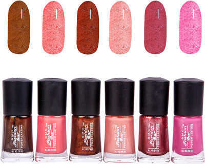 

SMC FASHION BAR Gel Based Nail Polish Combo Glitter Dark Brown, Shimmer Peach, Shimmer Copper Brown, Shimmer Light Peach, Shimmer Copper Pink, Carnival Pink(Pack of 6)