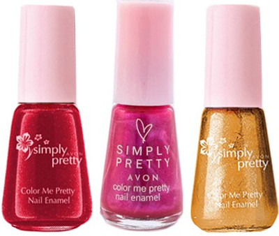 

Avon Color Me Pretty Nail Enamel (flirty - glitter gold - cherry red)(Pack of 3)