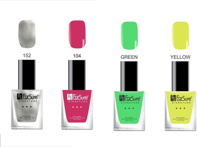 

forsure SIGNATURE MATTE NAIL POLISH, 4PC COMBO SET (SILVER,PINK,GREEN,YELLOW) MULTICOLOR(Pack of 4)