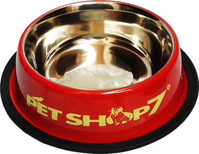 

Petshop7 Petshop7 Stylish - Regular Anti Skid Dog Food Bowl / Dog Bowl (950ML, Red) (Medium) Round Stainless Steel Pet Bowl(900 ml Red)
