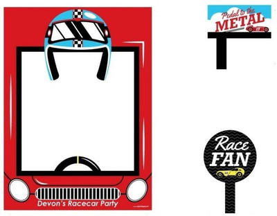 Theme My Party Photo Frame For Your Birthday/Party - Car Race Photo Booth Board(Party)