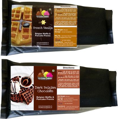 

La Casa Gelato Belgian Waffle Multigrain Premix Combo (French Vanilla+ Belgian Chocolate) 800 g(Pack of 2)