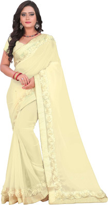 Arriva Fab Self Design Fashion Poly Georgette Saree(Beige) Flipkart