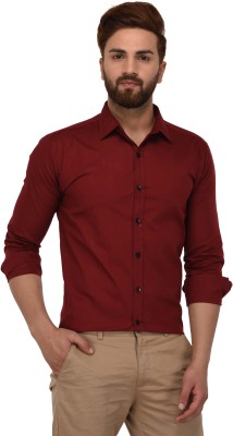 FabTag - Deeksha Men Solid Casual Red Shirt