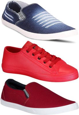 

Pexlo Combo Pack of 3 Casual Shoes (Loafers Shoes) Slip On Sneakers For Men(Multicolor, Blue;red & maroon