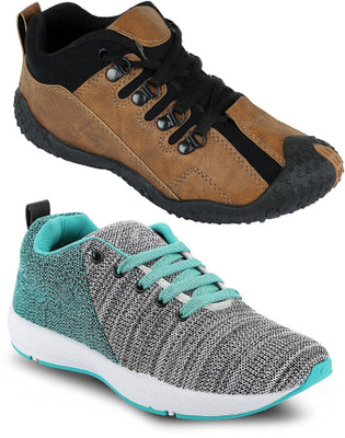 

Chevit Combo Pack of 2 Sports Shoes Outdoors For Men(Multicolor, Brown & grey
