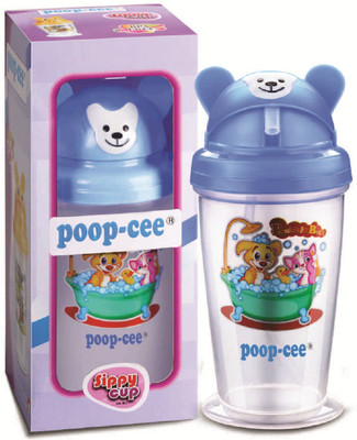 

Poop-Cee Sippy Cup for Babies with Silicone Straw(Blue)
