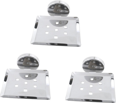 

RoyaL Indian Craft Set of 3 Heavy Duty Stainless Steel Stylish Design Soap Holder(Silver)