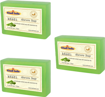 Leafveda Khadi Aloe Vera Soap pack of 3(375 g, Pack of 3)