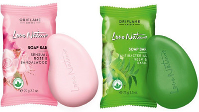 

Oriflame Sweden Love Nature Soap Bar Rose & Sandalwood &Love Nature Soap Bar - Antibacterial Neem & Basil combo (6 each)(900 g, Pack of 12)