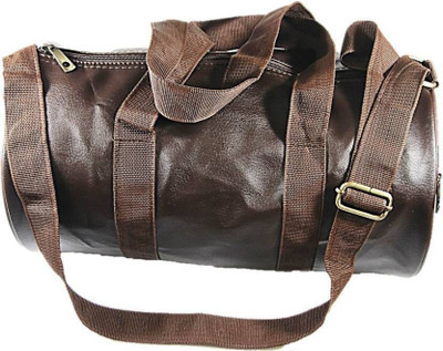 

Sports Brand Leather Duffel Black Gym Bag(Brown, Kit Bag)