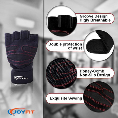 

JoyFit Weightlifting Gloves with 12" Wrist Wrap Support for Gym, Powerlifting, Workout, Weightlifting, Crossfit, Fitness, Sports for Men and Women Gym & Fitness Gloves (L, Black)