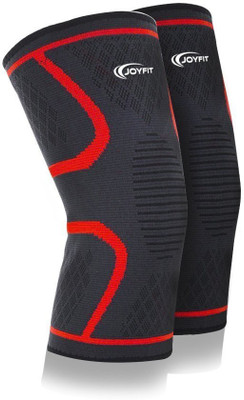 

JoyFit Knee Sleeve Pair with Neoprene Pad for Squats, Cycling, Sports, Basketball, Weightlifting, Badminton, Jogging, Running Knee, Men & Women Knee, Calf & Thigh Support (L, Red)