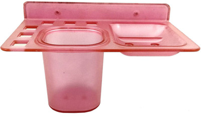 

Deczo Pink Unbreakable 3 in 1 Toothbrush Holder, Soap Holder With Tumbler(Pink)