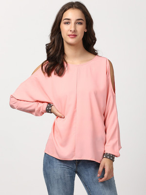 HARPA Casual Full Sleeve Solid Women Pink Top