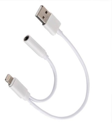 

OLECTRA Lightning To 3.5mm Headphone/Earphone Audio Jack Adapter & Usb Charging For 7,7 Plus Aux Cable USB Adapter(White)