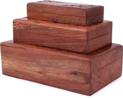 

Crafts haveli 3 jewellery box handcrafted wooden jewelry box Vanity Box(Brown)