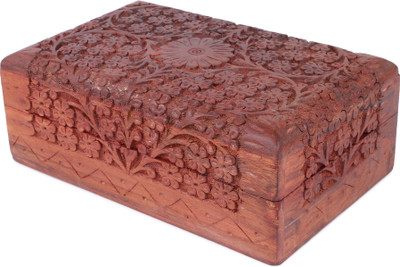 

crafts haveli Handcrafted full carving Wooden Jewelry Box jewellery box Vanity Box(Brown)