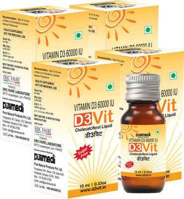 

Puremedi D3VIT Cholecalciferol Liquid 10ml Set of 4(40 ml)