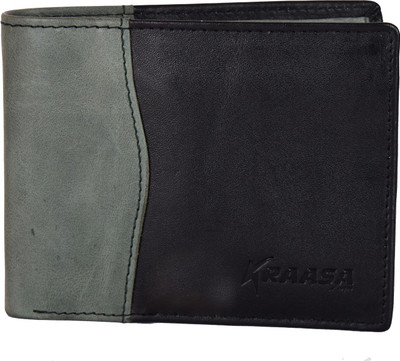 

Kraasa Men Casual Black, Grey Genuine Leather Wallet(6 Card Slots)