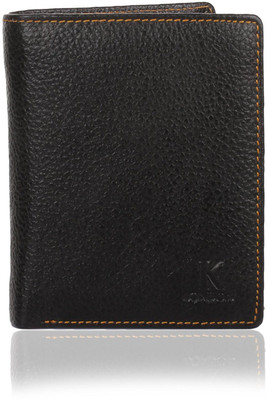 

K London Men Casual Black Genuine Leather Wallet(6 Card Slots), Black;tan