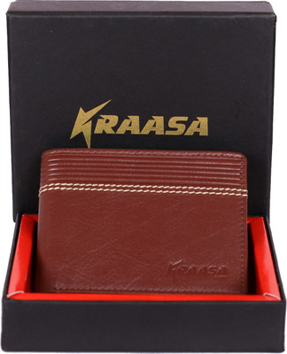 

Kraasa Men Casual Brown Genuine Leather Wallet(3 Card Slots), Tan