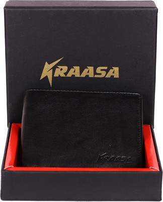 

Kraasa Men Casual Black Genuine Leather Wallet(3 Card Slots)