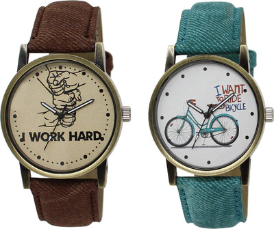 

Shocknshop LR29_229 Designer Analog Leather and Chain Strap Couple Watch - For Men & Women