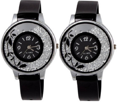 

Glamexy Designer Multi colorful dial pu strap set of 2 Men & Women Watch - For Women