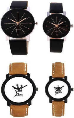 

Glamexy new combos pack-4 copale black & white combos Watch - For Couple