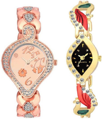 

Glamexy New Best Combo Pack 2 Stylish Diamond Studded Party-Wedding Style Watch For Girls & Women Watch - For Women