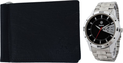 

Rabela Wallet, Analog Watch Combo(Black, Black)