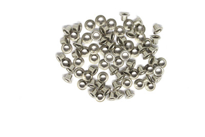 

Nimida High quality , light weight , soft and durable multipurpose Eyelet/Grommet made of Brass, Colour â Silver ,100 nos. Size Outer Dia 7 mm, Inner Dia 3 mm, Outer height 5 mm and Inner height â 4 mm.
