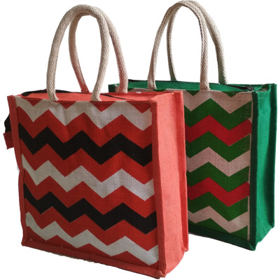 

HideCrusH Printed jute bag Waterproof Multipurpose Bag(Red, Green, 4 L)